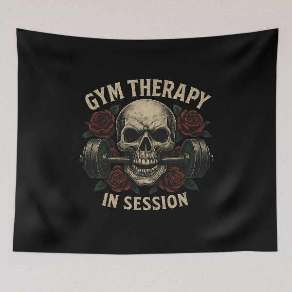 Item preview, Gym Therapy in Session Skull Rose Weightlifting designed and sold by tmerchtrends.