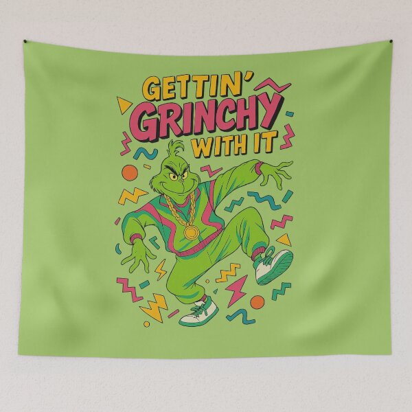 Item preview, Gettin’ Grinchy With It – 90s Retro Christmas Rap Parody Design designed and sold by chriswils.