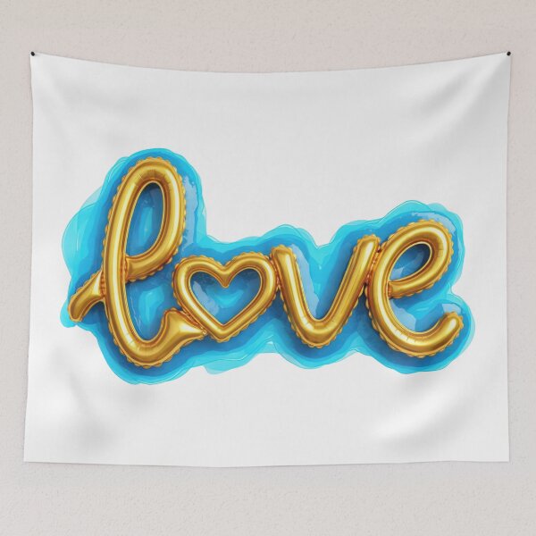 Item preview, Gold Balloon Love Heart Blue Graphic designed and sold by Pani-Malyuvalka.