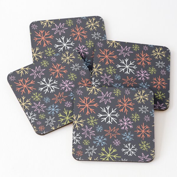 Item preview, Black whimsical Christmas pattern with snowflakes in doodle style designed and sold by Dustick.