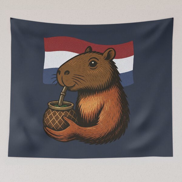 Item preview, Cute Capybara Drinking Yerba Mate – Netherlands Flag Edition  designed and sold by flamini.