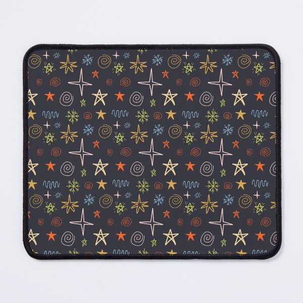 Item preview, Black whimsical hand drawn Christmas pattern with stars designed and sold by Dustick.