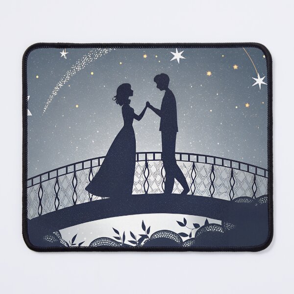 Item preview, Minimalist Qixi Festival Line Art – Lovers on Starry Bridge Illustration designed and sold by VividOrganica.