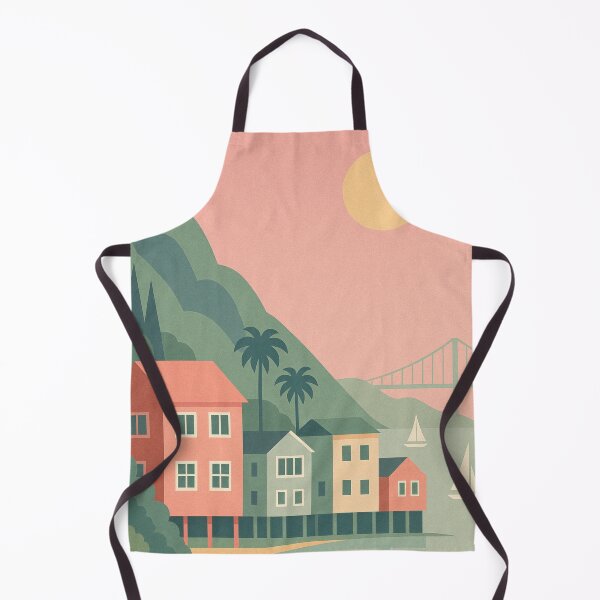 Item preview, Sausalito – Retro pastel poster of Californian seaside charm designed and sold by Pink & California.