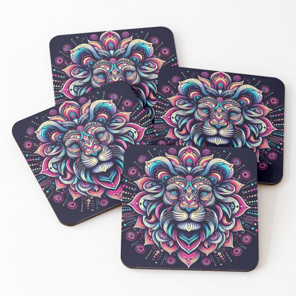 Item preview, Colorful geometric decorative mystic lion  designed and sold by Dogandesighn.