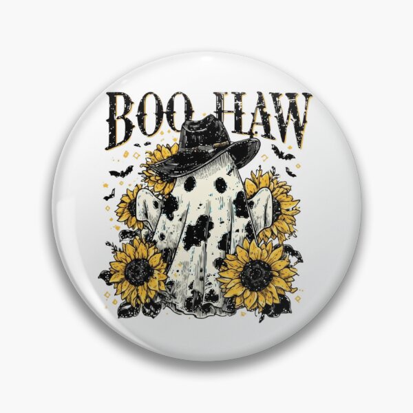 Item preview, Boo Haw Cow Spot Ghost Western Halloween Sunflowers Retro Fall Spooky Cowgirl Vibes Country Funny  designed and sold by MotivaChic.