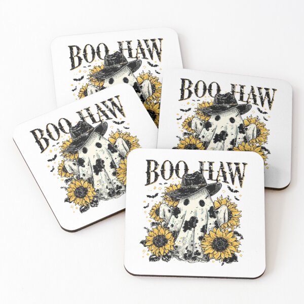 Item preview, Boo Haw Cow Spot Ghost Western Halloween Sunflowers Retro Fall Spooky Cowgirl Vibes Country Funny  designed and sold by MotivaChic.
