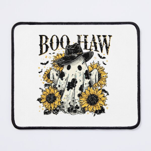 Item preview, Boo Haw Cow Spot Ghost Western Halloween Sunflowers Retro Fall Spooky Cowgirl Vibes Country Funny designed and sold by MotivaChic.
