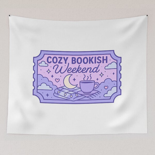 Item preview, Cozy Bookish Weekend Ticket | Dreamy Purple Pink Cozy Aesthetic Sticker Design designed and sold by jenelectra.