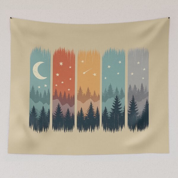 Item preview, Mystic Forest Night Sky – Moon, Stars & Mountains  Retro Outdoor Wilderness Design designed and sold by NoctaHike.