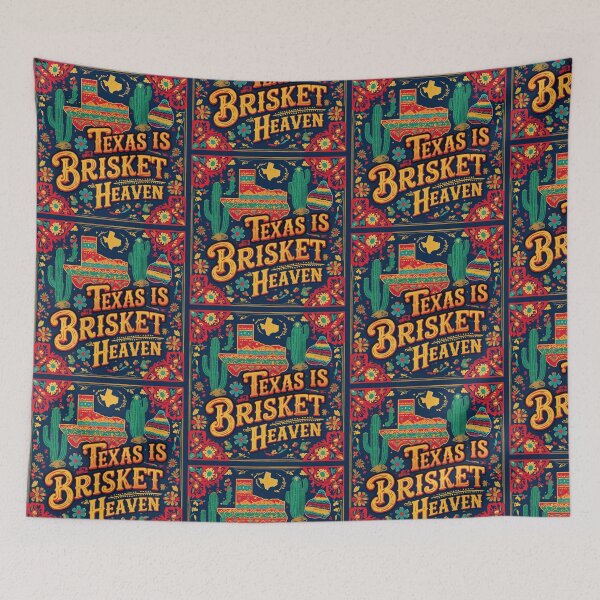 Item preview, Ver. 4: (non-distressed artwork)-Texas is Brisket Heaven - carnivore not vegan meat eater beef USA cactus flavor BBQ designed and sold by markmm9.