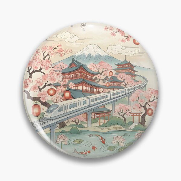 Item preview, Japan Dreamscape – Sakura, Pagodas & Bullet Train  designed and sold by Project X Design.