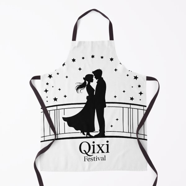 Item preview, Qixi Festival Minimalist Line Art – Lovers on Starry Bridge with Silver Stars designed and sold by VividOrganica.