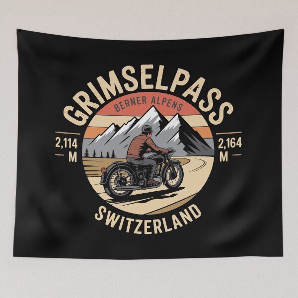 Item preview, Grimselpass Switzerland Vintage Emblem – Retro Motorcycle Mountain Badge designed and sold by VividOrganica.