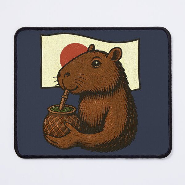 Artikelvorschau, Süßes Capybara trinkt Yerba Mate – Japan Flag Edition entworfen und verkauft von flamini.