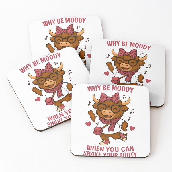 Item preview, Why Be Moody When You Can Shake Your Booty – Funny Dancing Cow Cartoon Design for Clothing & Accessories designed and sold by KimmiesColors.