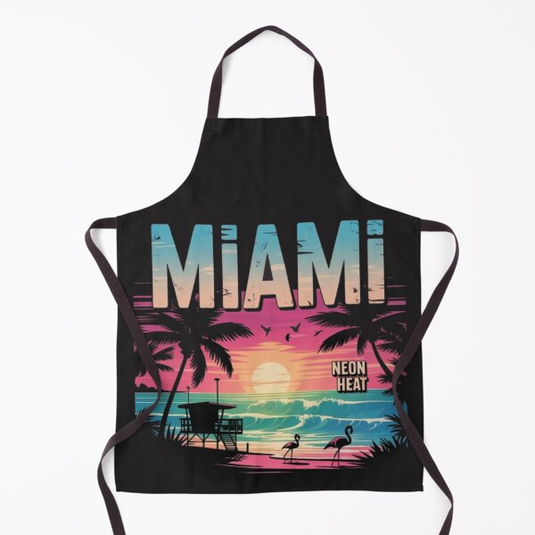 Item preview, Miami Neon Heat Poster – Retro Tropical Vibes with Sunset & Flamingos designed and sold by DesignNadine.