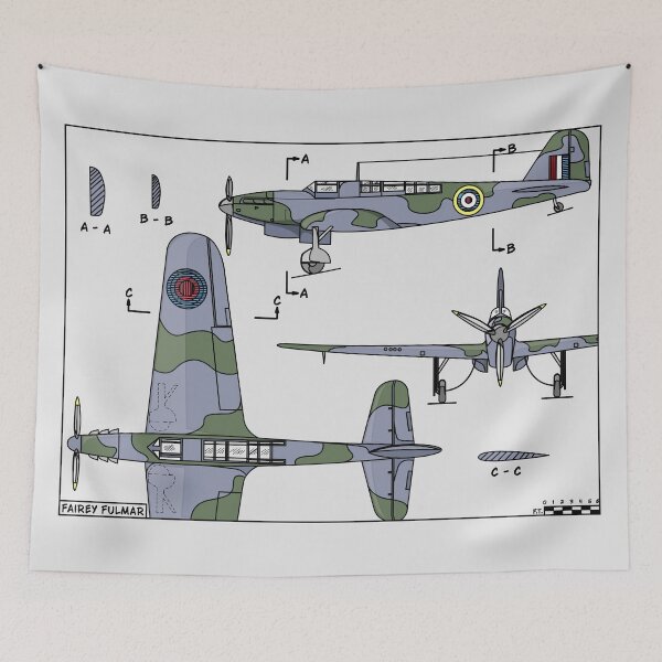 Item preview, Fairey Fulmar WW2 British Fighter Plane Color Diagrams designed and sold by MilitaryMart.