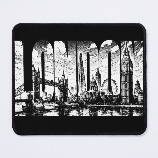 Item preview, London Cityscape Typography – Black and White Skyline Illustration designed and sold by Pixel-Up.