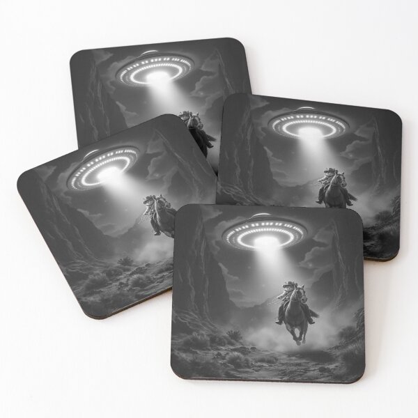 Item preview, Cowboy Cat Meets UFO – Surreal Wild West Sci-Fi Scene designed and sold by KaryaVisionSTR.