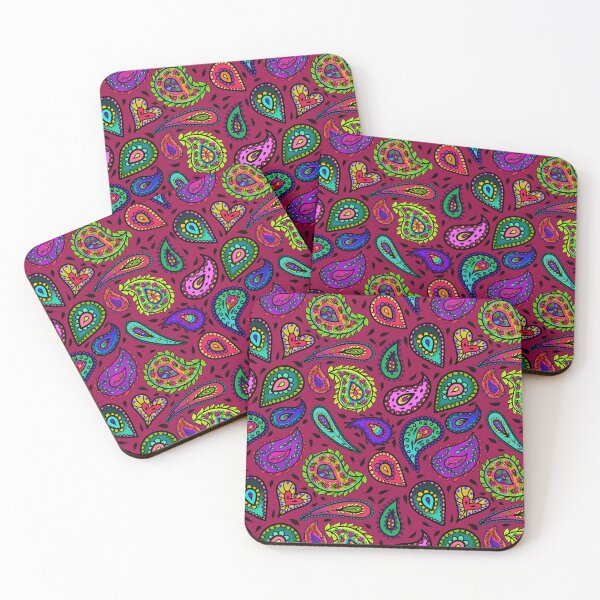 Item preview, Multicolor Paisley on Burgundy Background Beautiful Repeating Pattern designed and sold by CheriesArt.