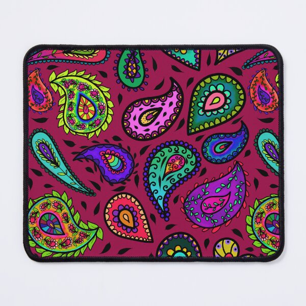 Item preview, Multicolor Paisley on Burgundy Background Beautiful Repeating Pattern designed and sold by CheriesArt.