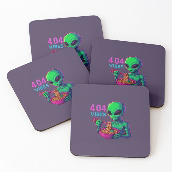 Item preview, "Neon Ramen Alien – Glitchy 404 Vibes" designed and sold by 404ErrorVibes.