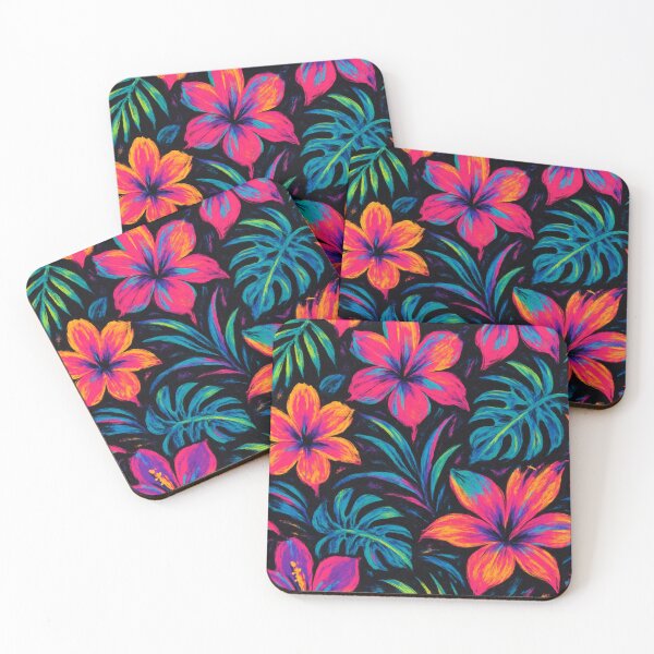 Item preview, neon colored tropical floral pattern designed and sold by Kristylynn757.