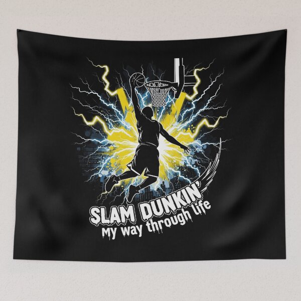 Item preview, BASKETBALL - SLAM DUNKING MY WAY THROUGH LIFE - 7168x7168 designed and sold by darky72.