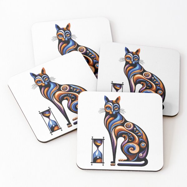 Item preview, Surreal Cat with Hourglass Dalí Style – Cosmic Abstract Art designed and sold by VALQUIRIAMX.