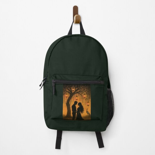 Item preview, Banyan Tree Couple Art Print: Indian Silhouette, Lanterns & Peacock designed and sold by BhavnaGamiArts.