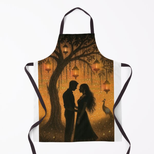 Item preview, Banyan Tree Couple Art Print: Indian Silhouette, Lanterns & Peacock designed and sold by BhavnaGamiArts.