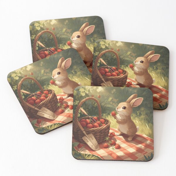 Item preview, The Berry Thief - Cottagecore Rabbit Art, Wholesome Garden Harvest Mischief Poster designed and sold by Rilindi.