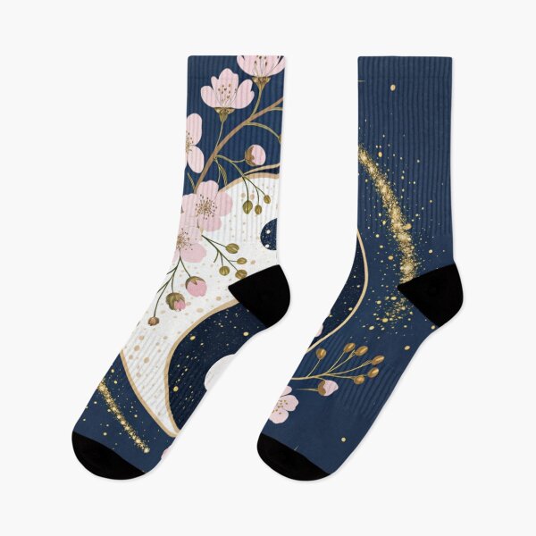 Item preview, Yin-yang symbols with cherry blossoms and golden sparkles. designed and sold by Lucky 777.
