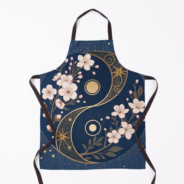 Item preview, Yin-yang symbols with cherry blossoms and golden sparkles. designed and sold by Lucky 777.