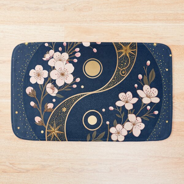 Item preview, Yin-yang symbols with cherry blossoms and golden sparkles. designed and sold by Lucky 777.
