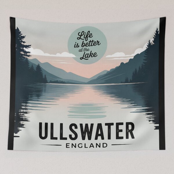 Item preview, Life Is Better at Ullswater – Vintage Lake District Nature Graphic designed and sold by VividOrganica.