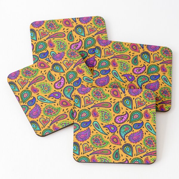 Item preview, Multicolor Paisley on Gold Background Beautiful Repeating Pattern designed and sold by CheriesArt.