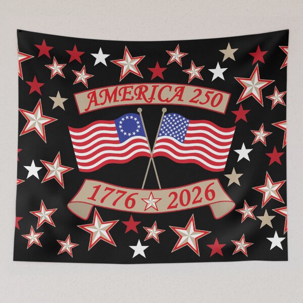 Item preview, America 250 Crossed Flags 1776 2026 Patriotic Semi Quincentennial Birthday designed and sold by theartofvikki.