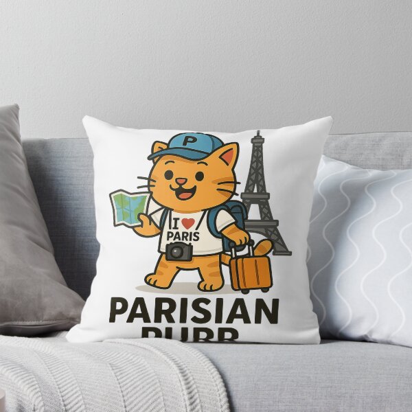 Item preview, Parisian Purr – Funny Cat in Paris Cartoon – Travel Lover T-Shirt designed and sold by MeowLaugh.