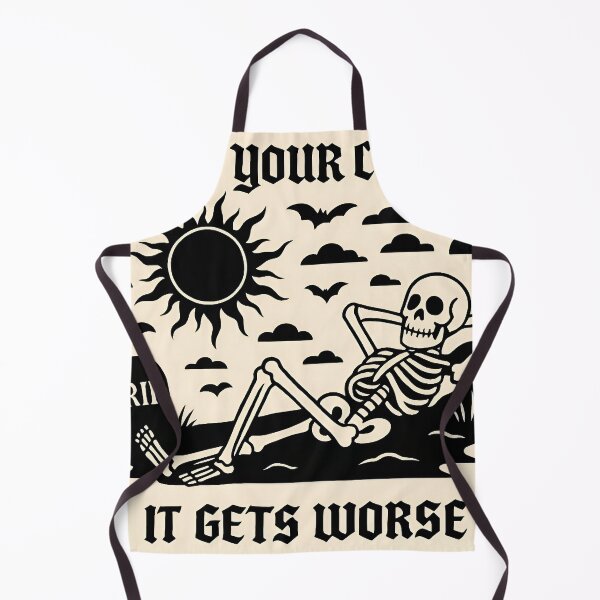 Item preview, Keep Your Chin Up, It Gets Worse – Goth Motivational Skeleton Art designed and sold by EntropyArts.