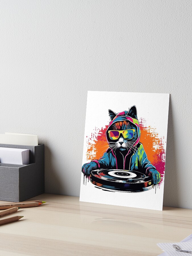 DJ Cat Cool Neon Kitty Music Design
