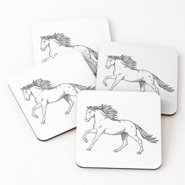 Item preview, woodcut running horse designed and sold by Kirsten Tjelmeland.