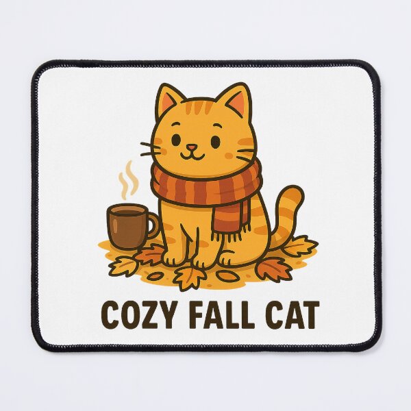 Item preview, Cozy Fall Cat – Cute Autumn Cartoon Cat with Scarf – Fall Vibes T-Shirt designed and sold by MeowLaugh.