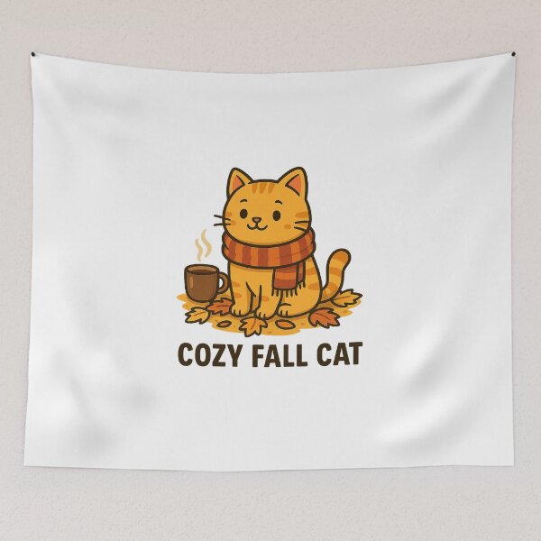 Item preview, Cozy Fall Cat – Cute Autumn Cartoon Cat with Scarf – Fall Vibes T-Shirt designed and sold by MeowLaugh.