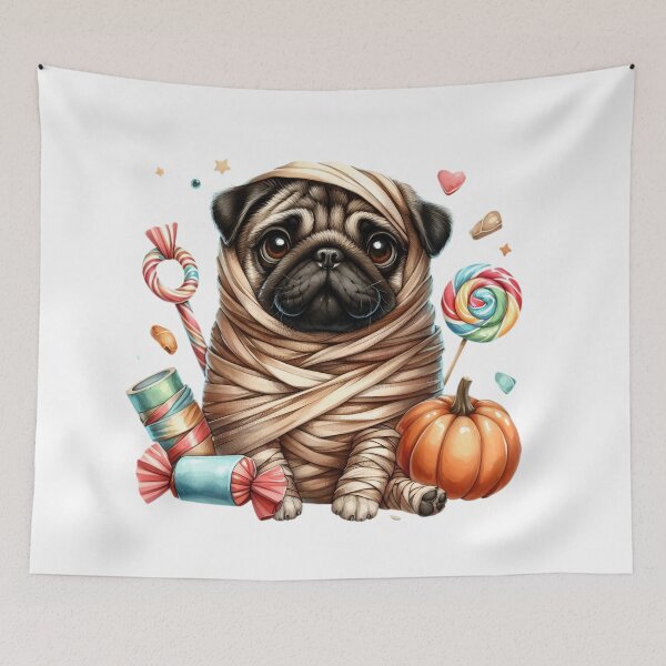 Item preview, Pug wrapped like a mummy with candy designed and sold by GogoGrove.