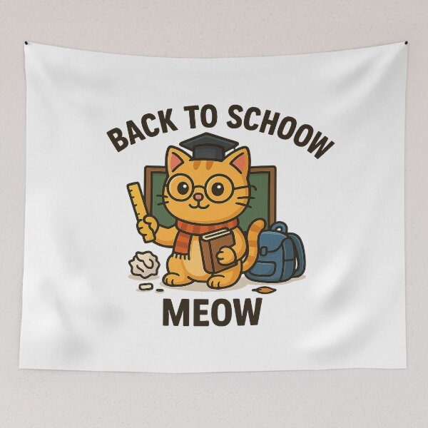 Item preview, Back to School Meow – Funny Teacher Cat Cartoon – School Lover T-Shirt designed and sold by MeowLaugh.