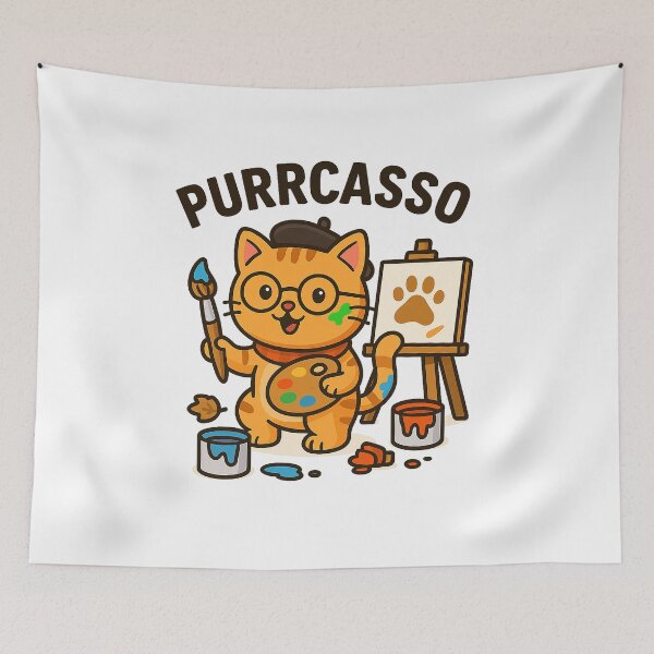 Item preview, Purrcasso – Funny Artist Cat Cartoon – Painting Lover T-Shirt designed and sold by MeowLaugh.