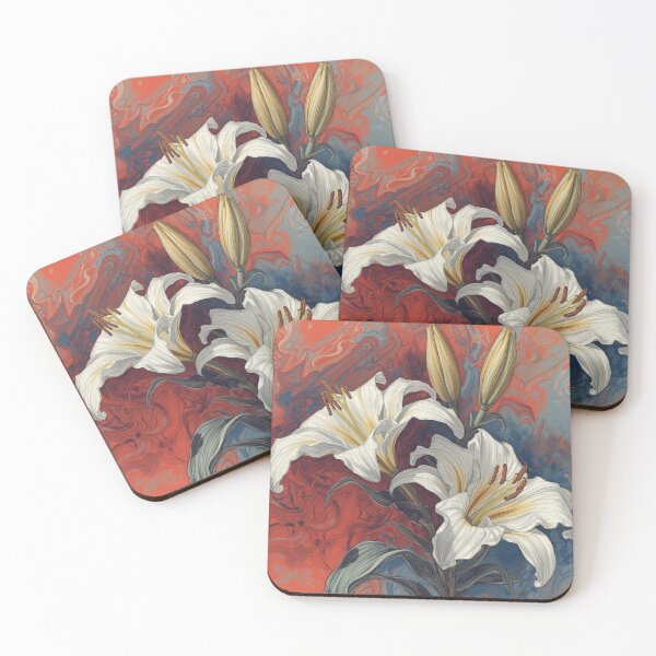 Item preview, Stylized Lily Flower Illustration with Abstract Marble Texture designed and sold by Uniquely Yours.