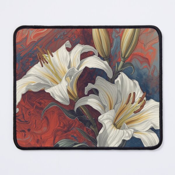 Item preview, Stylized Lily Flower Illustration with Abstract Marble Texture designed and sold by Uniquely Yours.